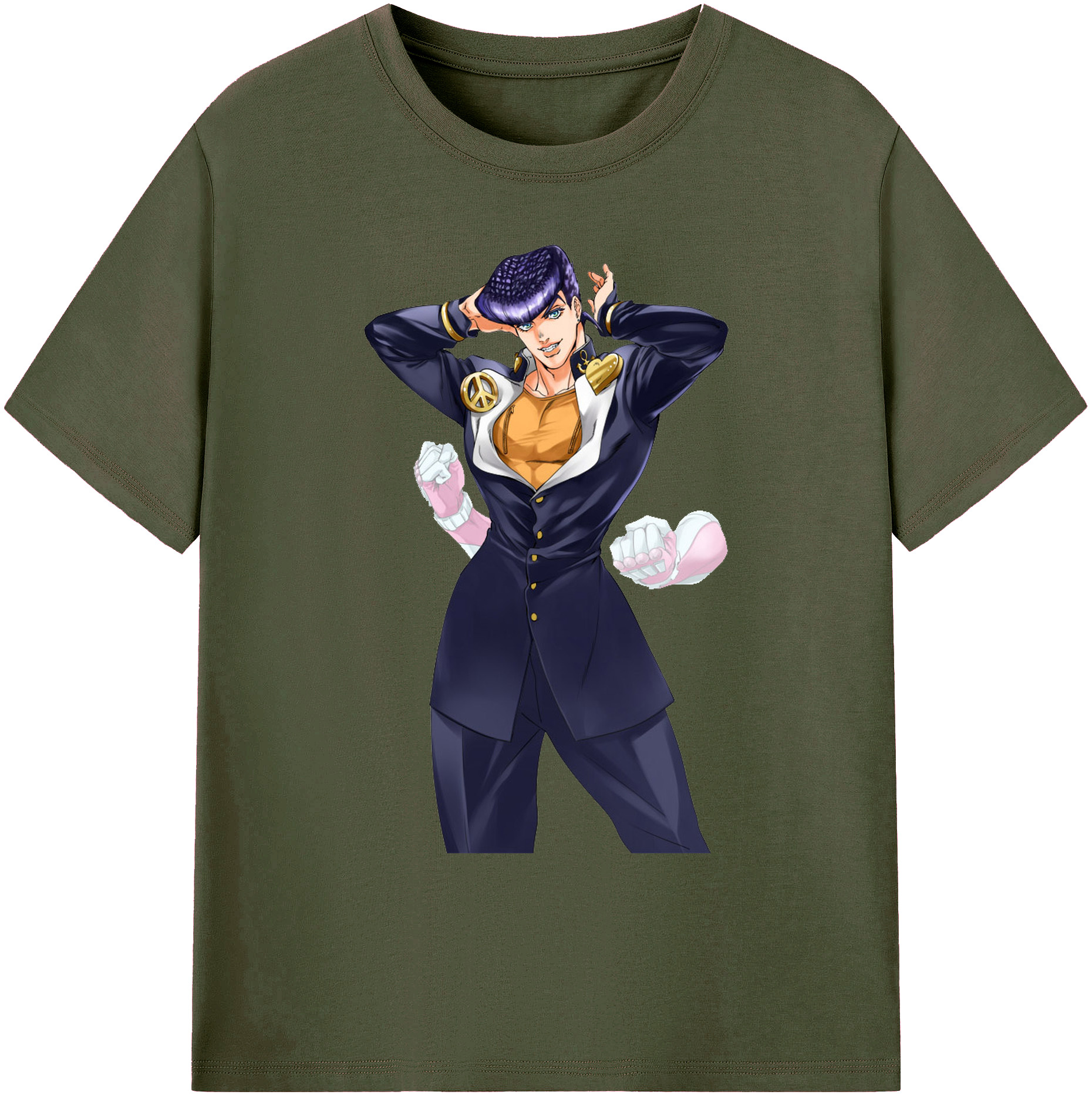（画像用） ジョジョの奇妙な冒険 ひがしかた じょうすけ JoJo's Bizarre Adventure Higashikata Josuke 綿100％ メンズ半袖Tシャツ｜肌触りやわらか＆通気性